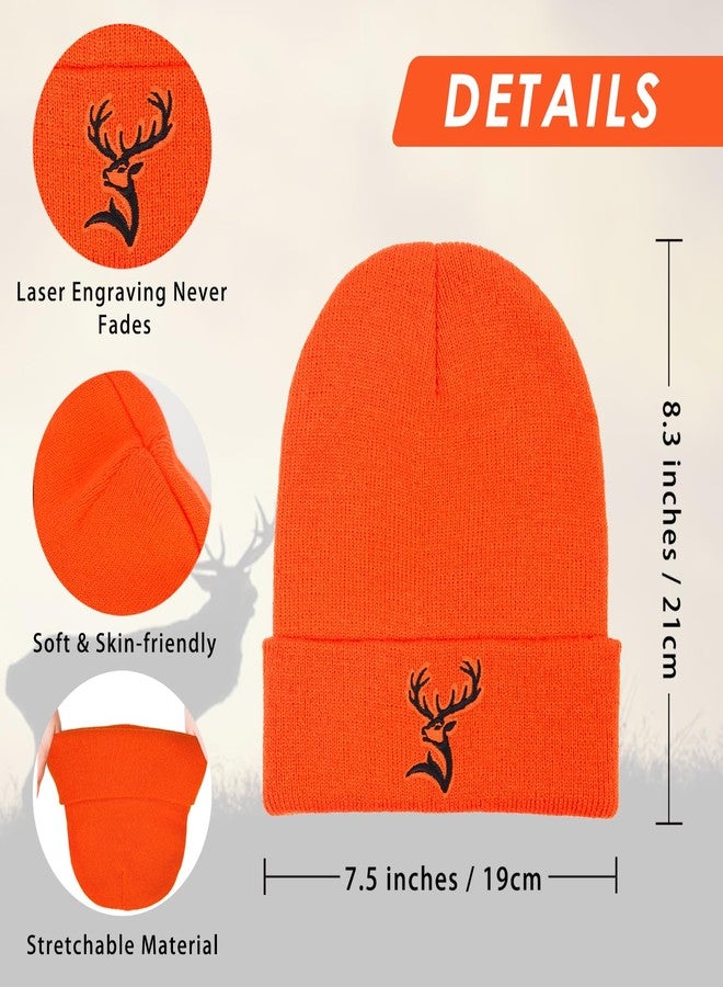 singwe Hunting Beanie Blaze Orange Knit Hat Outdoor Winter Hats Deer Hunter Cuffed Beanie for Men Women - Image 3